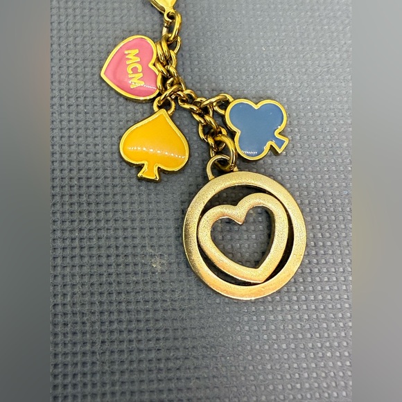 EUC MCM Gold Bag Charm with Heart and Colorful Charms Keychain - Picture 3 of 7